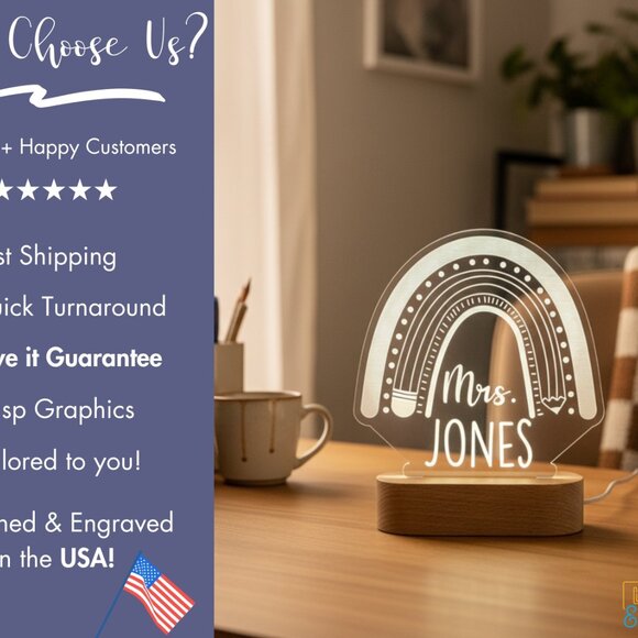 Custom Teacher Name Light-Up Sign | Personalized Classroom Decor & Gift - Picture 4 of 8